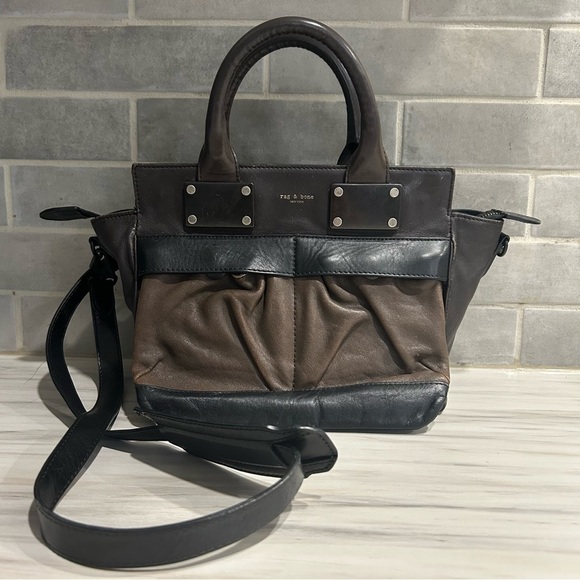 Rag & Bone Realm Two-Tone Leather Satchel Crossbody - Picture 1 of 12